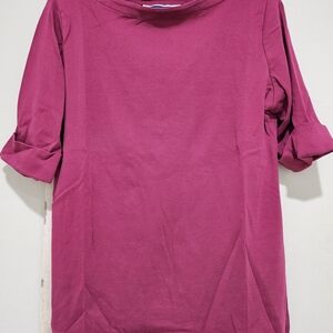 Karen Scott Women's Fuchsia Short Sleeve Top Size S,  100% Cotton